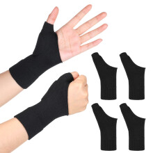 Thumb Brace Gloves for Arthritis Pain Relief, Fingerless Gel Support Wrist Compression Gloves, 4pcs Black Large