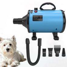Portable Blue Pet Hair Dryer 2000W Pet Blower 4 Nozzles Grooming Dryer
