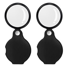 2PCS 10X Pocket Magnifying Glass with Leather Rotating Cover for Reading, Books and Jewelry