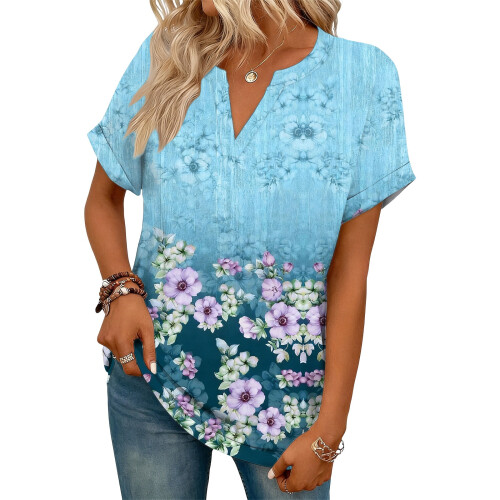 Women's Short Sleeve V-Neck  Blouses, Work Blouses,-White XL 1