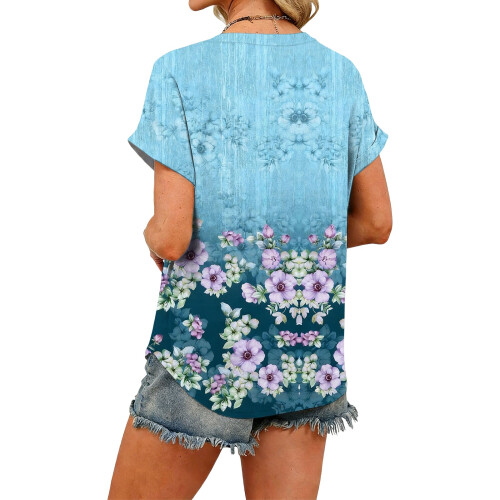 Women's Short Sleeve V-Neck  Blouses, Work Blouses,-White XL 2