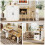 (White) Kitchen Island with Extendable Dining Table, Wine Rack, LED and Storage Cabinet 6