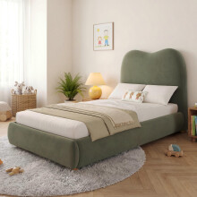 (Green) Upholstered Single Bed with Hydraulic Storage headboard,Fairytale,3ft-90 x 190cm, 360 Rounded corners