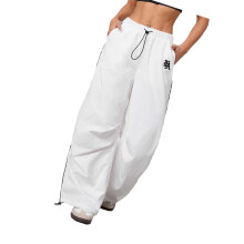 Fallschirmhose mit weitem Bein für Damen, Baggy-Cargohose-Weiß M