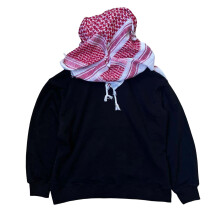 Übergroßes Unisex-Hoodie-Oberteil mit kariertem-schwarz 2 M