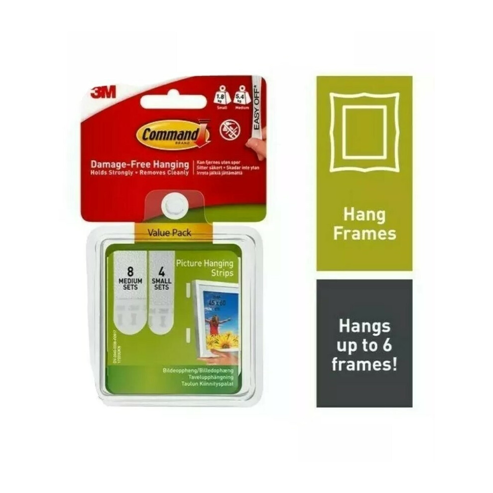 3M Command 17203 Small & Medium Picture Hanging Strips Value Pack Damage Free