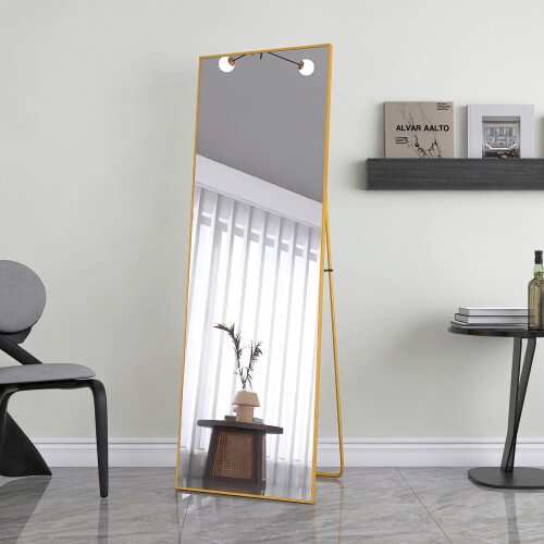 (162 x 53 cm, gold) Large full-length mirror, aluminum alloy frame, rectangular makeup mirror 1