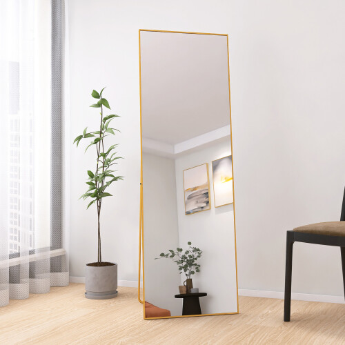 (162 x 53 cm, gold) Large full-length mirror, aluminum alloy frame, rectangular makeup mirror 2