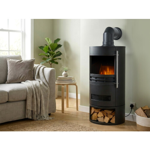 Sureflame Dunston Stove with Log Store & Pipe 1