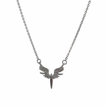 (43+5cm) Collana con ciondolo a forma di ali d'angelo scintillanti e diamanti