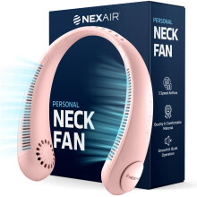 Portable Neck Fan Bladeless 3 Speed Rechargeable Hands Cooler with 48 Air Outlets Pink for Travel Sports Outdoors