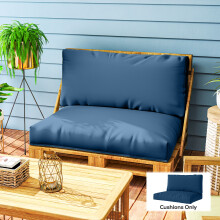 (Blue) Outsunny 2 Seat Pallet Cushions 20cm Thick Outdoor Seat Pads
