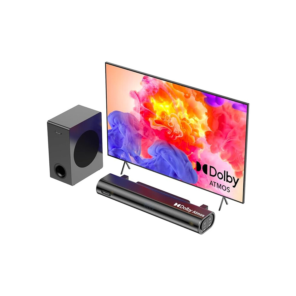 Hiwill 2.1Ch Dolby Atmos Soundbar, 200W Peak Power Sound Bar For Tv, Tv Soundbar With 5.25'' Big Subwoofer, Adjustable Treble And Bass, 098765456644