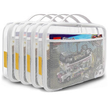 Holay 4 package PVC Zippered Blocks Set, toy, clay, wooden game storage organizer case (AD Tag, Manuel Pocket) (White, big) 25-26