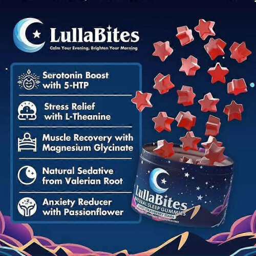 Natural Sleep Gummies Sweet Strawberry Stars, 60 Gummies 1