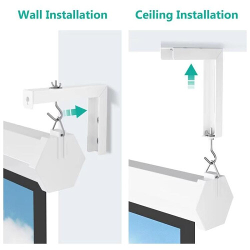 Universal Projector Screen Ceiling Mount Wall Hanger L-shaped Adjustable Bracket(White) 2
