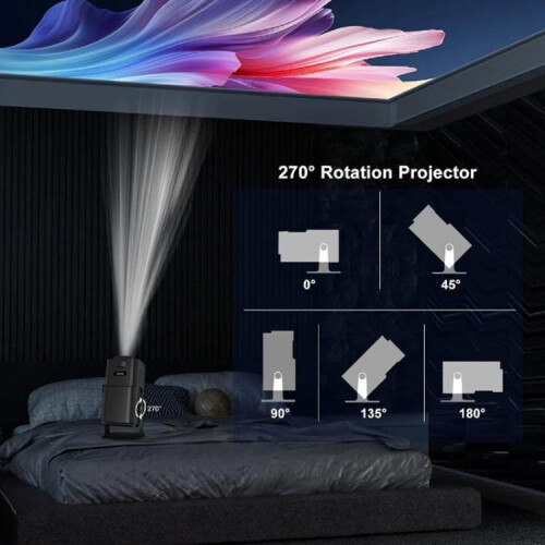 HY320 Mini Android 11 Portable 4K HD Projector With WiFi 6, Bluetooth, 180-Degree Rotation, Wireless Screen Mirroring 2