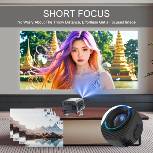A10 Plus 1280 x 720P 200ANSI Amlogic H713 CPU Android 11.0 Smart Projector (Metaalgrijs) 2