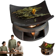 Aromatherapy Oil Burner Ceramic Incense Holder 2 in 1 Teapot Warmer for Home Office Meditation