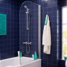 Nes Home Chrome 800mm Frameless Curved Pivot Bath Shower Screen Door
