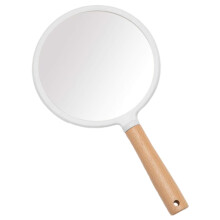 Hand Held Mirror with Handle for Makeup,Small Cute Wood Hand Mirror-circular