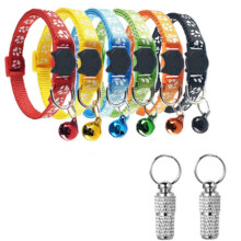 Footprint & Reflective Collar, Adjustable Polyester Collar for Small Pets Quick Release Buckle Ensures Safety, Bright Colors Enhance Visibil
