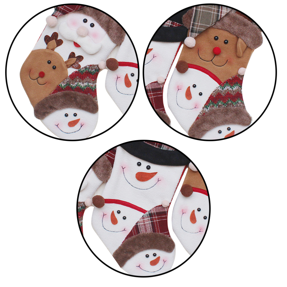 Christmas Stocking, Set Of 3 Santa, Snowman, Reindeer, Xmas Character Decorations & Party Accessory 3545974744552