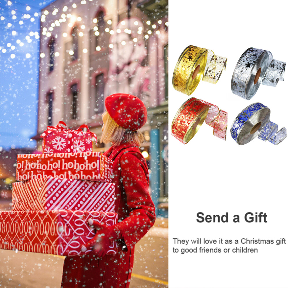 4 Rolls 2M Organza Ribbon Bling Star Printed Ribbons For Wedding Gift Package Christmas Decoration 3545974745009