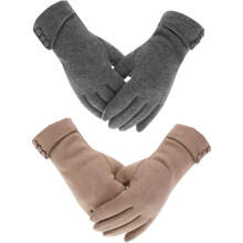 2 pairs of women's winter gloves, warm plush gloves, lined with windproof gloves