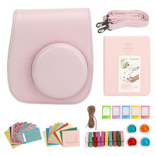 Stil möter funktion: Fujifilm Instax Mini 12 skyddsfodral med justerbar rem, plus roliga och mångsidiga dekorativa tillbehör