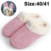 Women's Soft Memory Foam House Slippers Comfort Warm Slip on House Shoes Fuzzy Plush Fleece Bedroom Shoe Slippers for Women Indoor Outdoor U