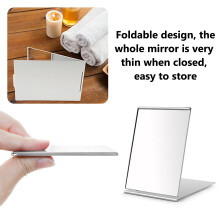 Little Travel Folding Mirror, 6 x 4inches Ultra Portable Slim Folding Mirror Aluminum Shell Makeup Mirror, Thin Lightweight Folding Pocket M