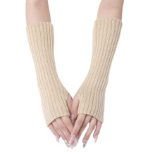 Womens Winter Warm Over Elbow Long Fingerless Thumb Hole Gloves Mittens Knitted Arm Warmer