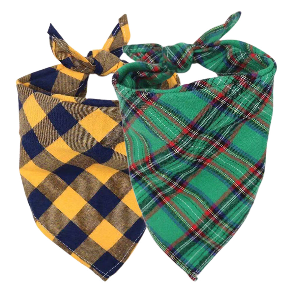 Classic Buffalo Plaid Pettriangle Bibs Kerchief Plaid Dog Scarfs Red/Green 3545974754582