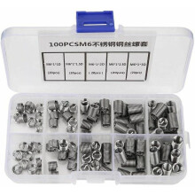 Insertos roscados M6, 100 unidades. Insertos roscados M6 de acero inoxidable con alambre espiral.