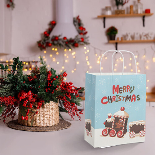 White kraft gift wrap tote for Christmas 2