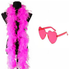 Pink Feather scarf love glasses suit masquerade party lady dress up Halloween cosplay