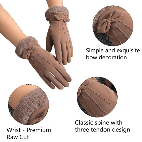 Womens Winter Warm Touchscreen Gloves Thermal Soft Lining Elastic Cuff Texting Glove 2