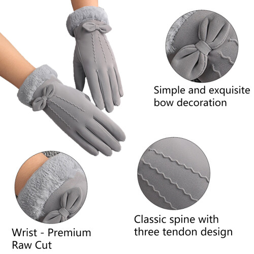 Womens Winter Warm Touchscreen Gloves Thermal Soft Lining Elastic Cuff Texting Glove 2