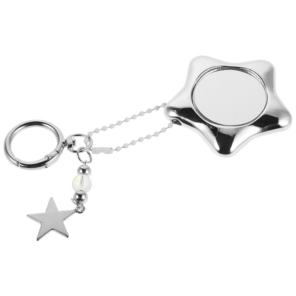 Solustre Silver Glass Mirror Keychain Compact Mini Makeup Mirror For Bags