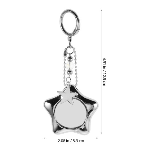 Silver Glass Mirror Keychain Compact Mini Makeup Mirror for Bags 1