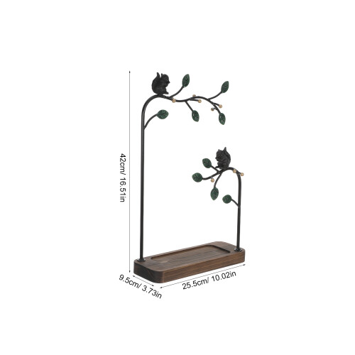 Space-Saving Multi-Branch Wood and Iron Jewelry Organizer Stand 1