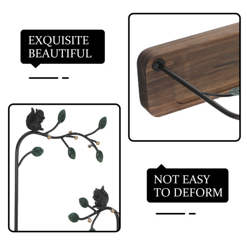 Space-Saving Multi-Branch Wood and Iron Jewelry Organizer Stand 2