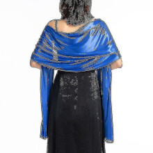 (Bleu) Chales, robes, ??toles de soir??e, robes de mari??e, chales en satin uni, capes, bol??ros