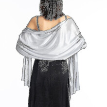 (Gris) Chales, robes, ??toles de soir??e, robes de mari??e, chales en satin uni, capes, bol??ros