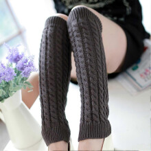 (Gris fonc??) Gu??tres chaudes d'hiver pour femmes, chaussettes longues en maille crochet??e