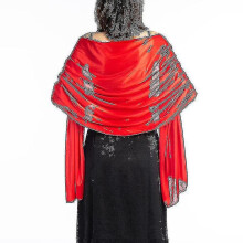 (Rouge) Chales, robes, ??toles de soir??e, robes de mari??e, chales en satin uni, capes, bol??ros