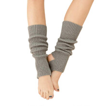 (Gris) Gu??tres d'hiver extra douces pour femmes, montantes jusqu'au genou, sans pieds, tricot??es, avec ??triers, pour yoga, ballet et danse XiXi