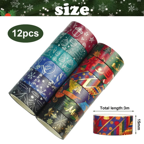 Christmas Masking Tape Assorted Patterns 12 Rolls 1
