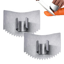 2 Pcs Adjustable Stainless Steel Finger Guard for Cutting and Knife Safety in Kitchen Silver